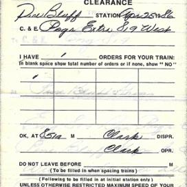 The SSW Clearance Form documents Engine 819’s Fordyce run.